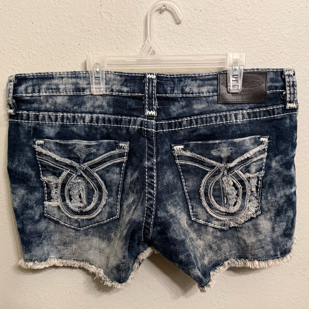Womens Big Star Blue Distressed Jean Shorts 32
